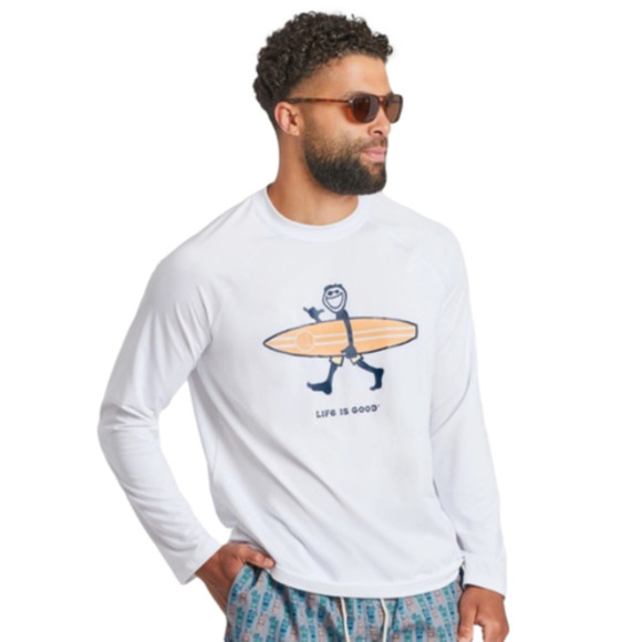 Life is Good Men's Jake Surf White Long Sleeve Rashguard Size Medium - Picture 1 of 9